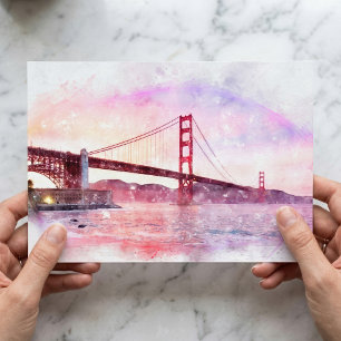 Postal Puente Golden Gate al atardecer Pastel en San Fran
