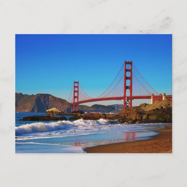 Postal Puente Golden Gate cerca de Baker Beach (Anverso)
