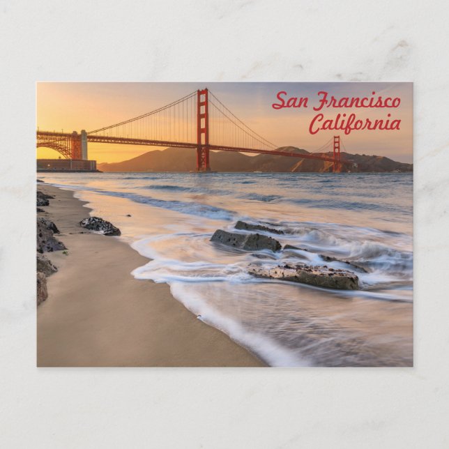 Postal Puente Golden Gate de San Francisco al atardecer (Anverso)