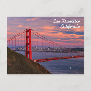 Postal Puente Golden Gate de San Francisco al atardecer