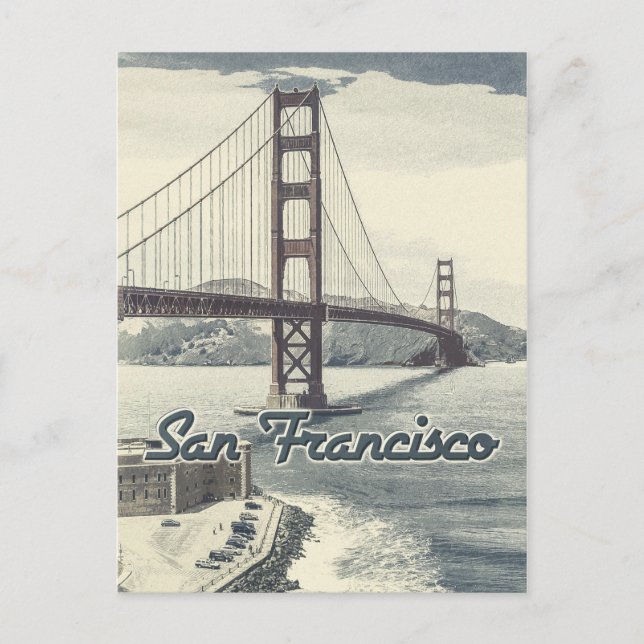 Postal Puente Golden Gate de San Francisco ✪ estilo vinta (Anverso)