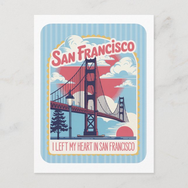 Postal Puente Golden Gate de San Francisco Retro (Anverso)