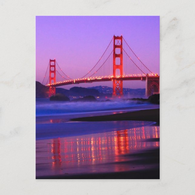 Postal Puente Golden Gate en Baker Beach al atardecer (Anverso)