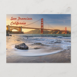 Postal Puente Golden Gate en San Francisco al atardecer