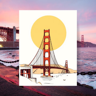 Postal Puente Golden Gate Minimalista San Francisco