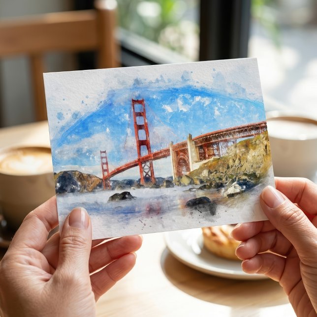 Postal Puente Golden Gate Pastel en San Francisco (Golden Gate Bridge Pastel in San Francisco. Postcard)