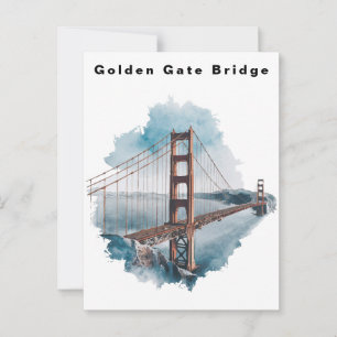 Postal Puente Golden Gate San Francisco Acuarela 
