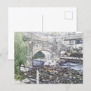 Postal Puente histórico de carga en Hebden Bridge