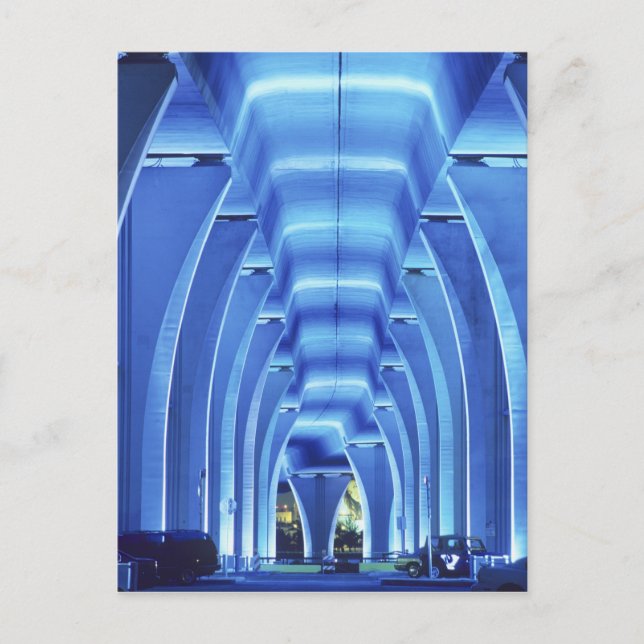 Postal Puente, iluminación inferior, Puerto de Miami, (Anverso)