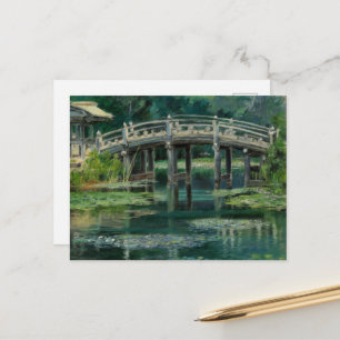 Postal Puente japonés de agua con el estilo Claude Monet