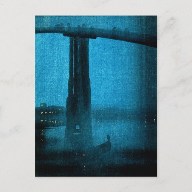 Postal Puente japonés de noche 2 (Anverso)