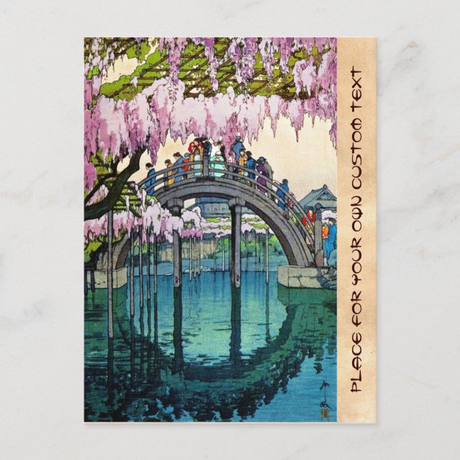 Postal Puente Kameido por Hiroshi Yoshida shin hanga (Anverso)