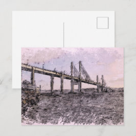 Postal Puente Kessock Inverness Acuarela Artística
