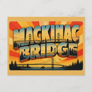 Postal Puente Mackinac MI Arte de Viaje Vintage