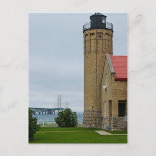 Postal Puente Mackinac y faro