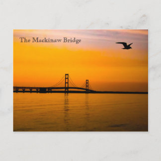Postal Puente Mackinaw al atardecer