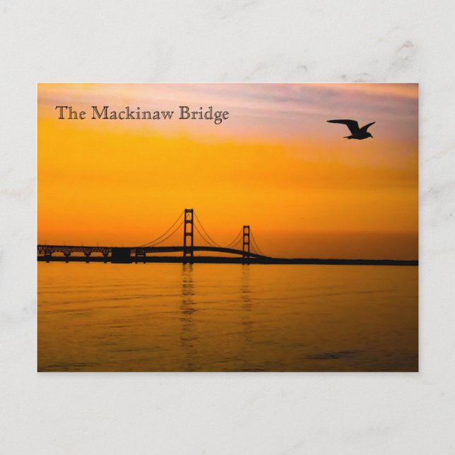 Postal Puente Mackinaw al atardecer (Anverso)