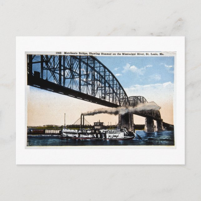 Postal Puente Merchants, río Misisipi, St. Louis, MO (Anverso)