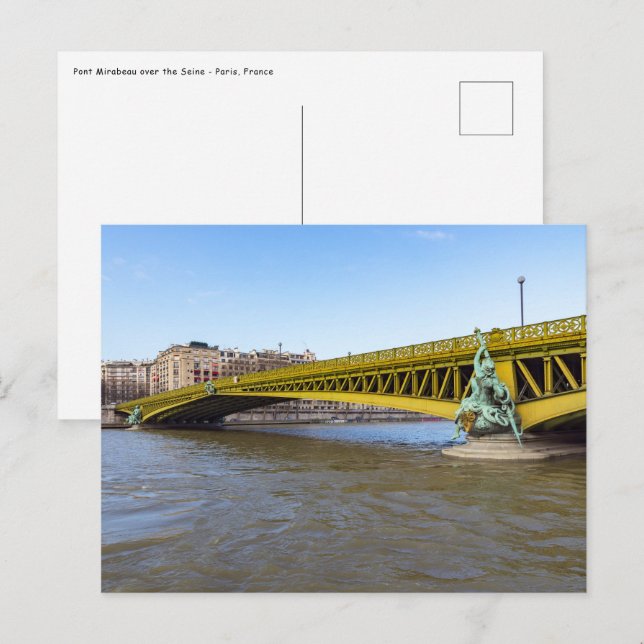 Postal Puente Mirabeau sobre el Sena - París (Anverso / Reverso)