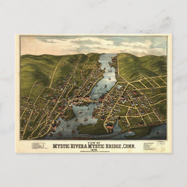 Postal Puente Mystic River & Mystic, Connecticut (1879) (Anverso)