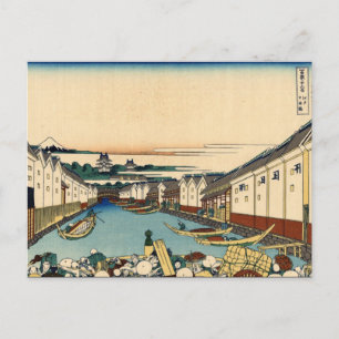Postal Puente Nihonbashi en Edo (por Hokusai)