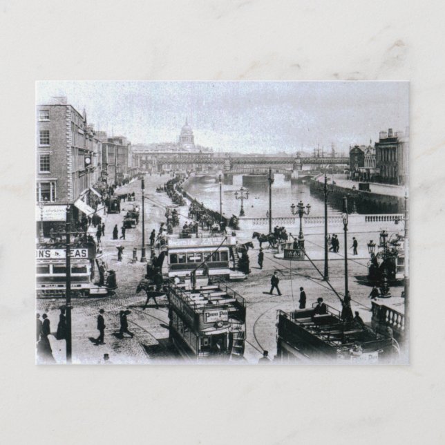 Postal Puente O' Connell y río Liffey, Dublín (Anverso)