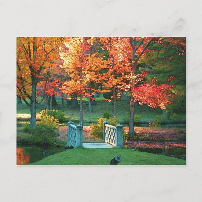 Postal Puente peatonal en otoño (Anverso)