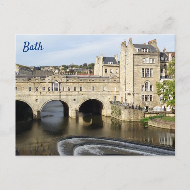 Postal Puente Pulteney y río Avon, Bath, Inglaterra (Anverso)