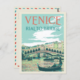 Postal Puente Rialto de Venecia ilustracion Italia Postca