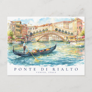 Postal Puente Rialto Venecia acuarela Italia viaje