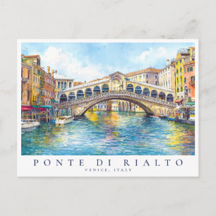 Postal Puente Rialto Venecia Acuarela Italia Viajes