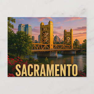 Postal Puente ribereño de Sacramento California Gif de vi