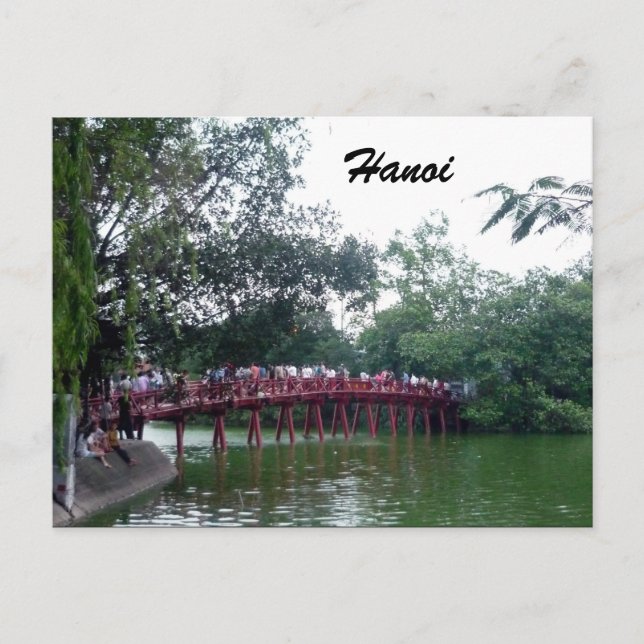 Postal puente rojo del lago hanoi (Anverso)