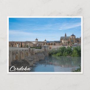 Postal Puente romano y Catedral de Córdoba, España