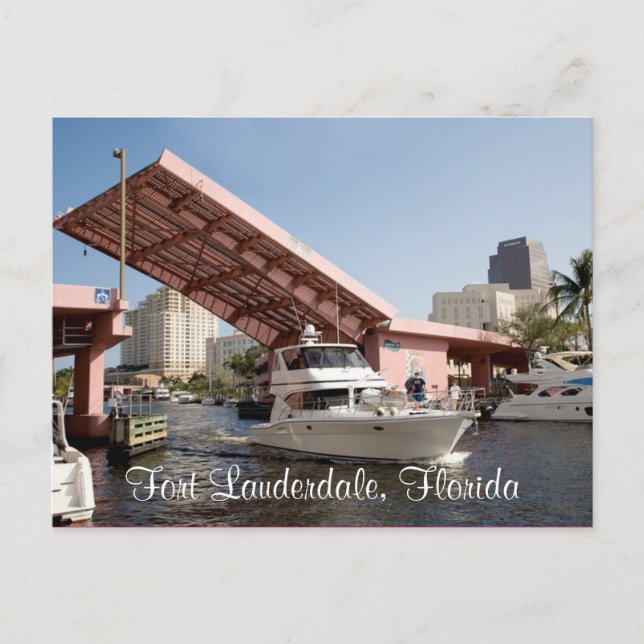 Postal Puente rosa en Fort Lauderdale Bay, Florida (Anverso)