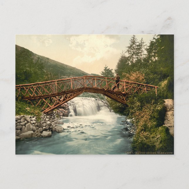 Postal Puente rústico en Glenariff. Antrim, Irlanda (Anverso)