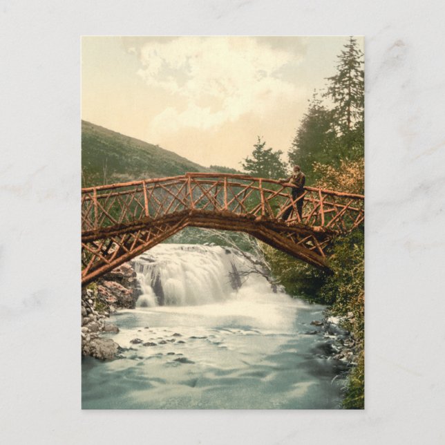 Postal Puente rústico en Glenariff. Antrim, Irlanda (Anverso)