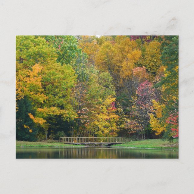 Postal Puente Seven Springs Fall II Paisaje de Otoño (Anverso)