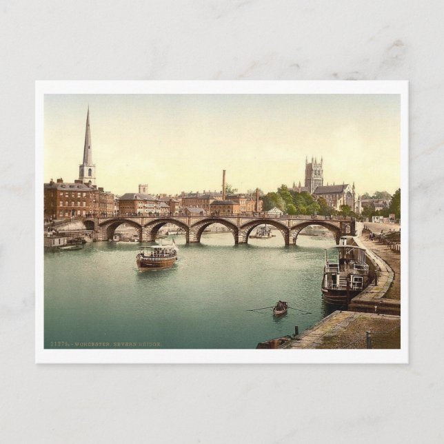 Postal Puente Severn, Worcester, Inglaterra Vintage (Anverso)