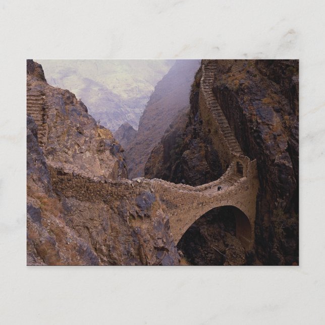 Postal Puente Shahara, a 3000 metros de chasm, Yemen (Anverso)