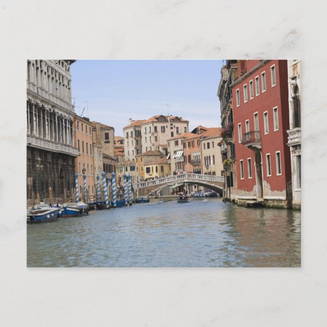 Postal Puente sobre un canal, Gran Canal, Venecia, Italia (Anverso)