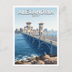 Postal Puente Stanley Alejandría Egipto Recuerdo de viaje