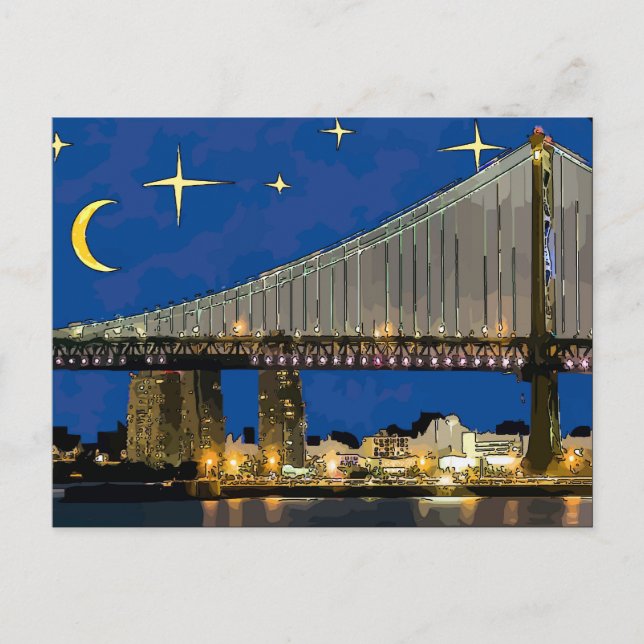 Postal Puente Starry Night Ben Franklin (Anverso)