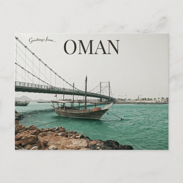 Postal Puente y barcos en Sur Oman (Anverso)