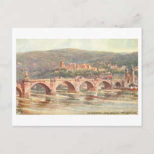 Postal Puente y castillo antiguos, Heidelberg, Alemania