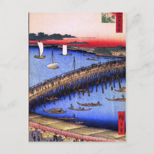 Postal Puente y el gran Riverbank (両国橋大川ばた) de Ryōgoku