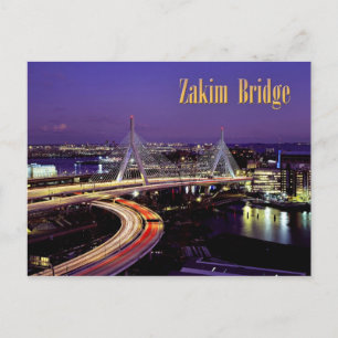 Postal Puente Zakim, Boston de noche