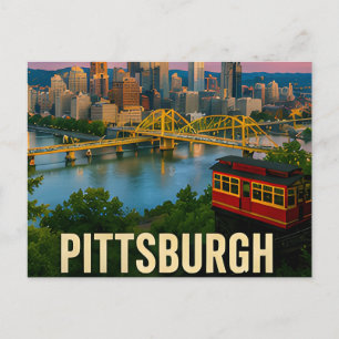 Postal Puentes de Pittsburgh Pennsylvania Recuerdo de via