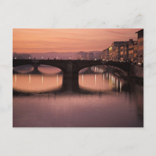 Postal Puentes sobre el río Arno al atardecer, 2