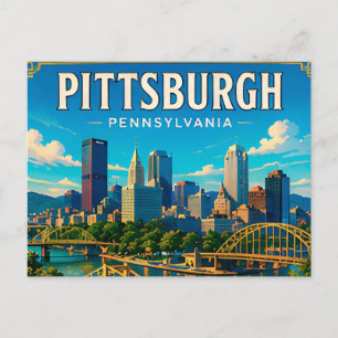 Postal 🌉 Puentes y horizonte de Pittsburgh Pennsylvania